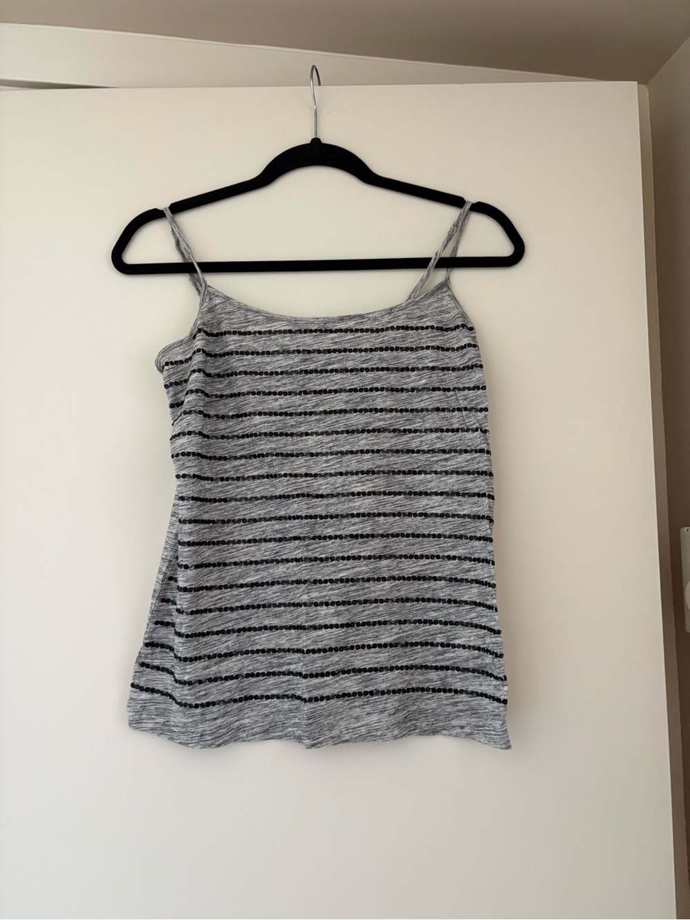 LOFT Gray and Black Striped Spaghetti Strap Camisole